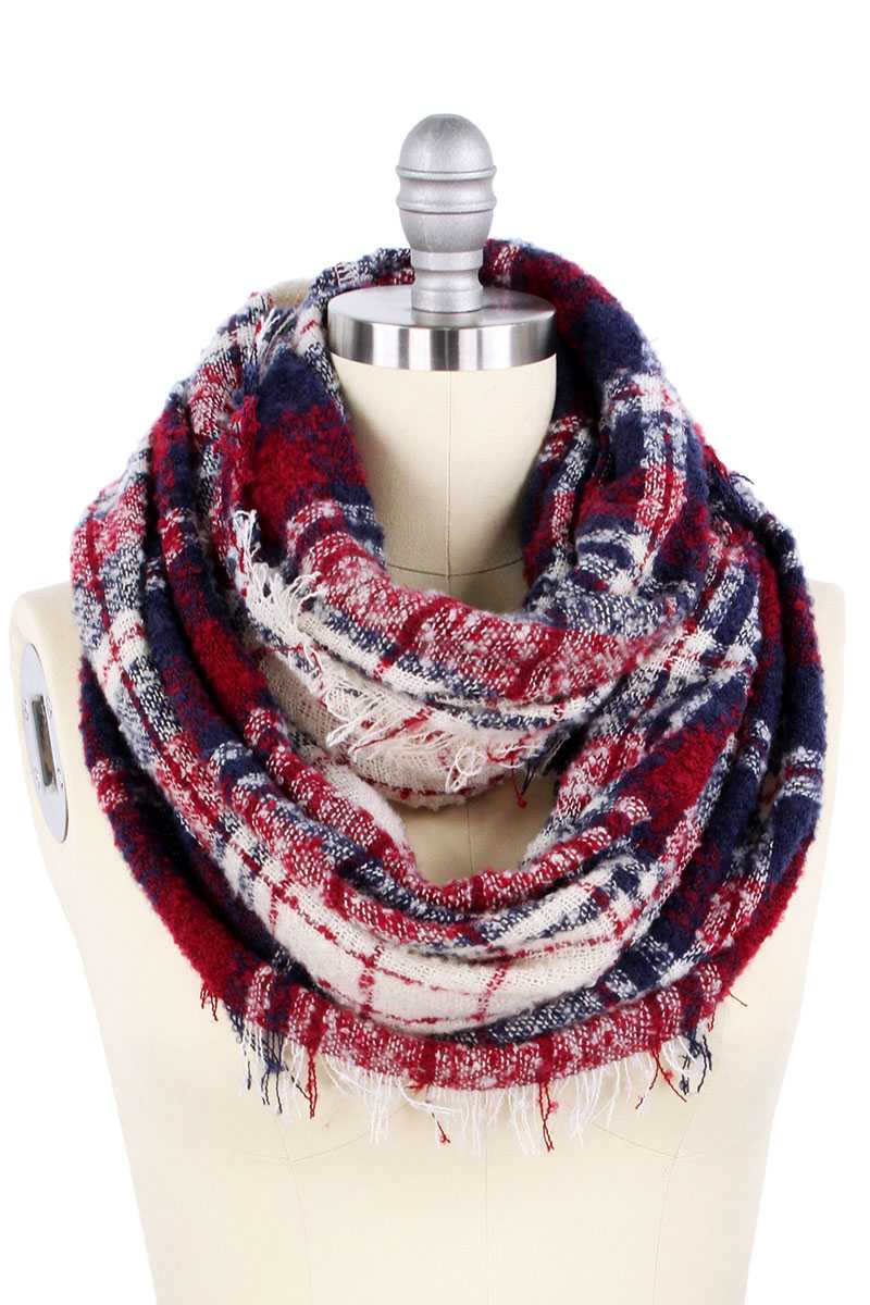 Plaid Pattern Wide Infinity Scarf