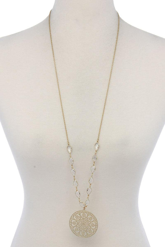 Filigree Circle Teardrop Shape Necklace