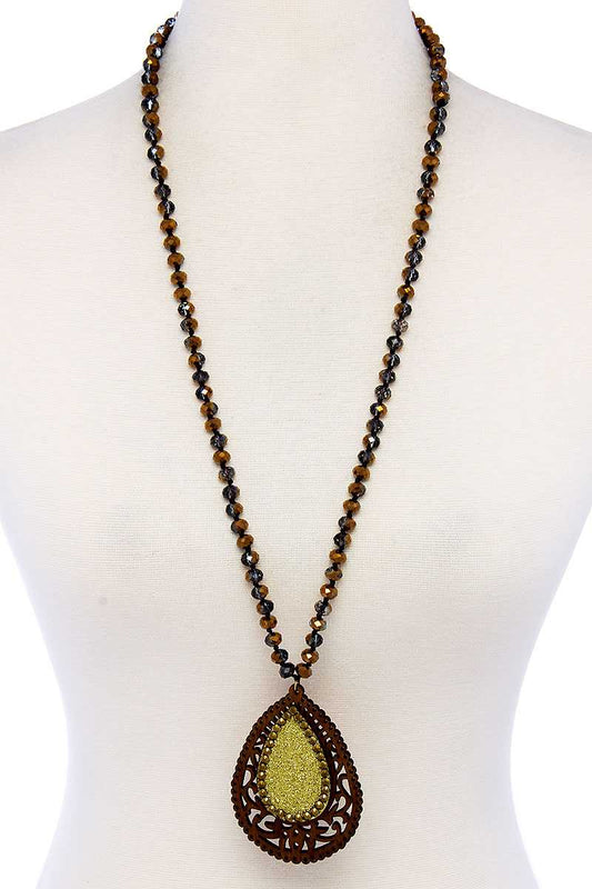 Designer Tear Drop Double Layer Pendant Necklace