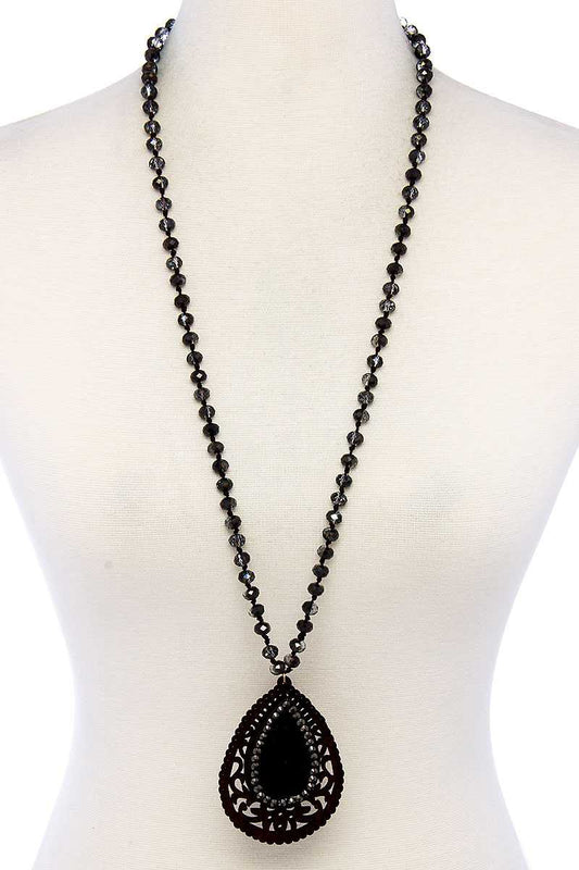 Designer Tear Drop Double Layer Pendant Necklace
