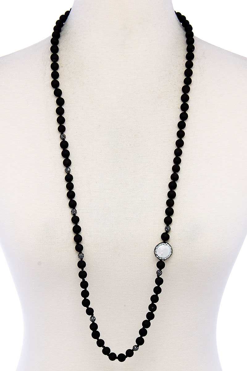 Chic Beaded And Rhinestone Long Necklace