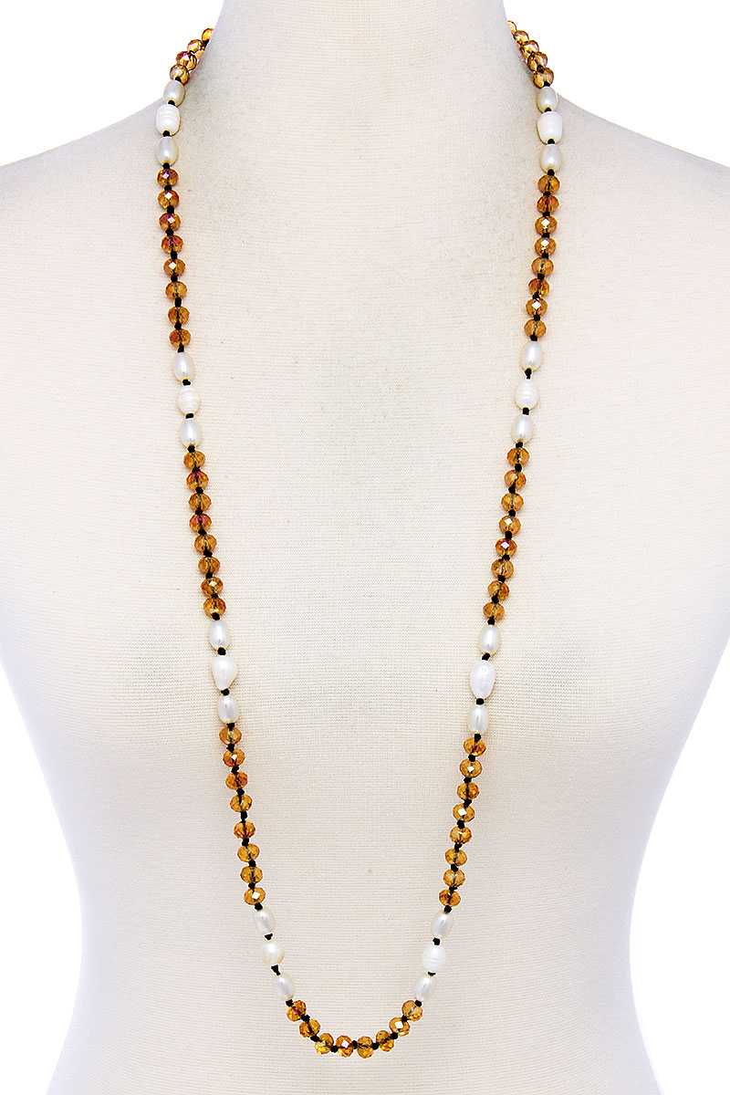 Trendy Multi Beaded Long Necklace