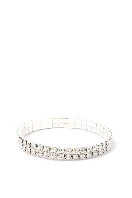 2 Layered Rhinestone Stretch Bracelet