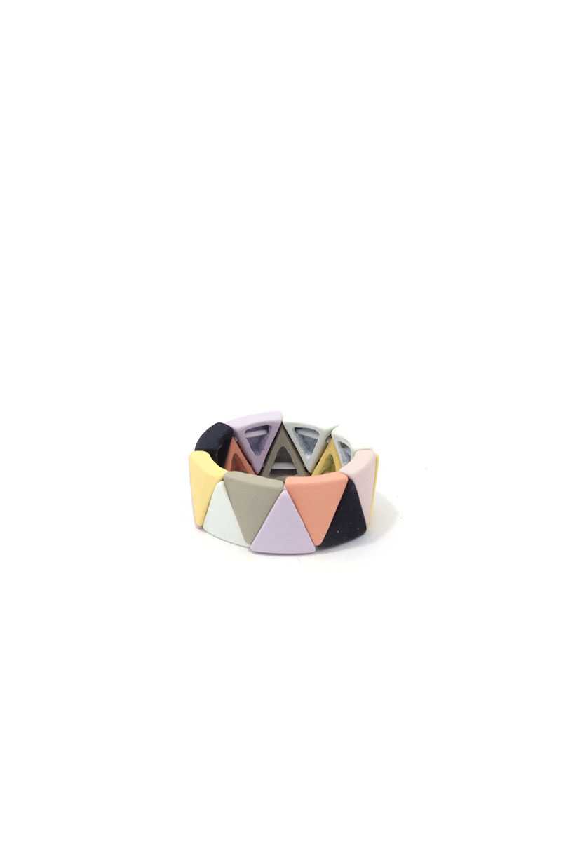 Triangular Shape Multi Color Stretch Ring