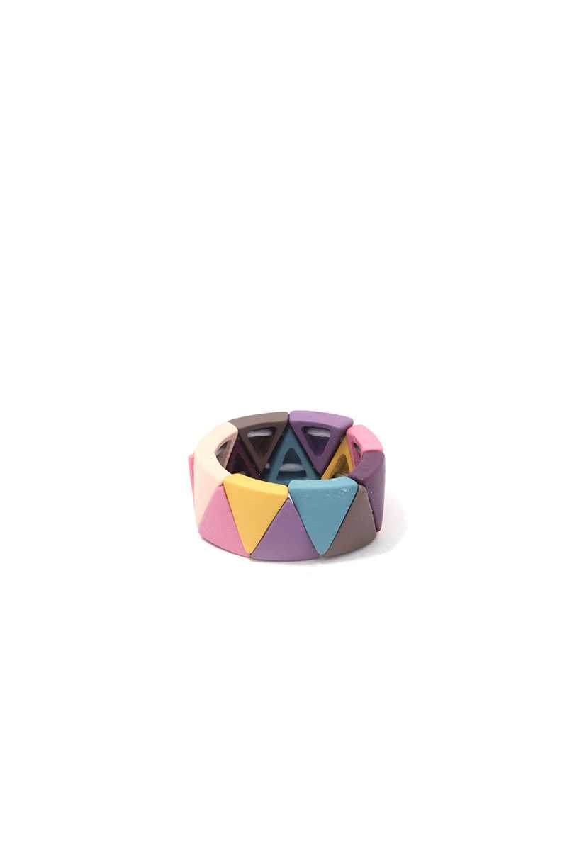 Triangular Shape Multi Color Stretch Ring