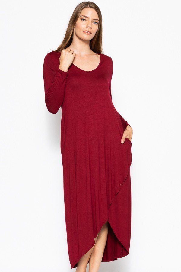 Plus Solid, Maxi Dress With Pockets