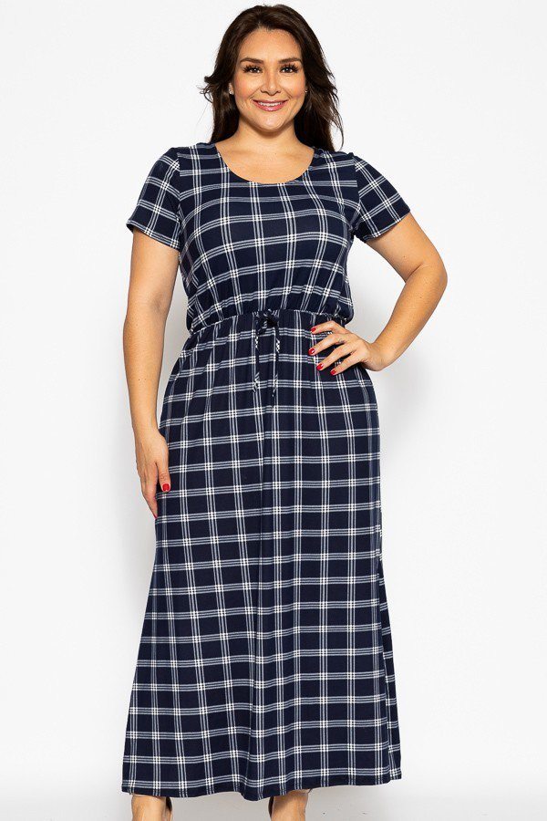 Plaid, Ankle Length Maxi Dress