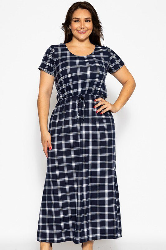 Plaid, Ankle Length Maxi Dress