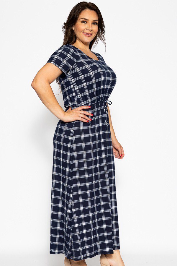 Plaid, Ankle Length Maxi Dress