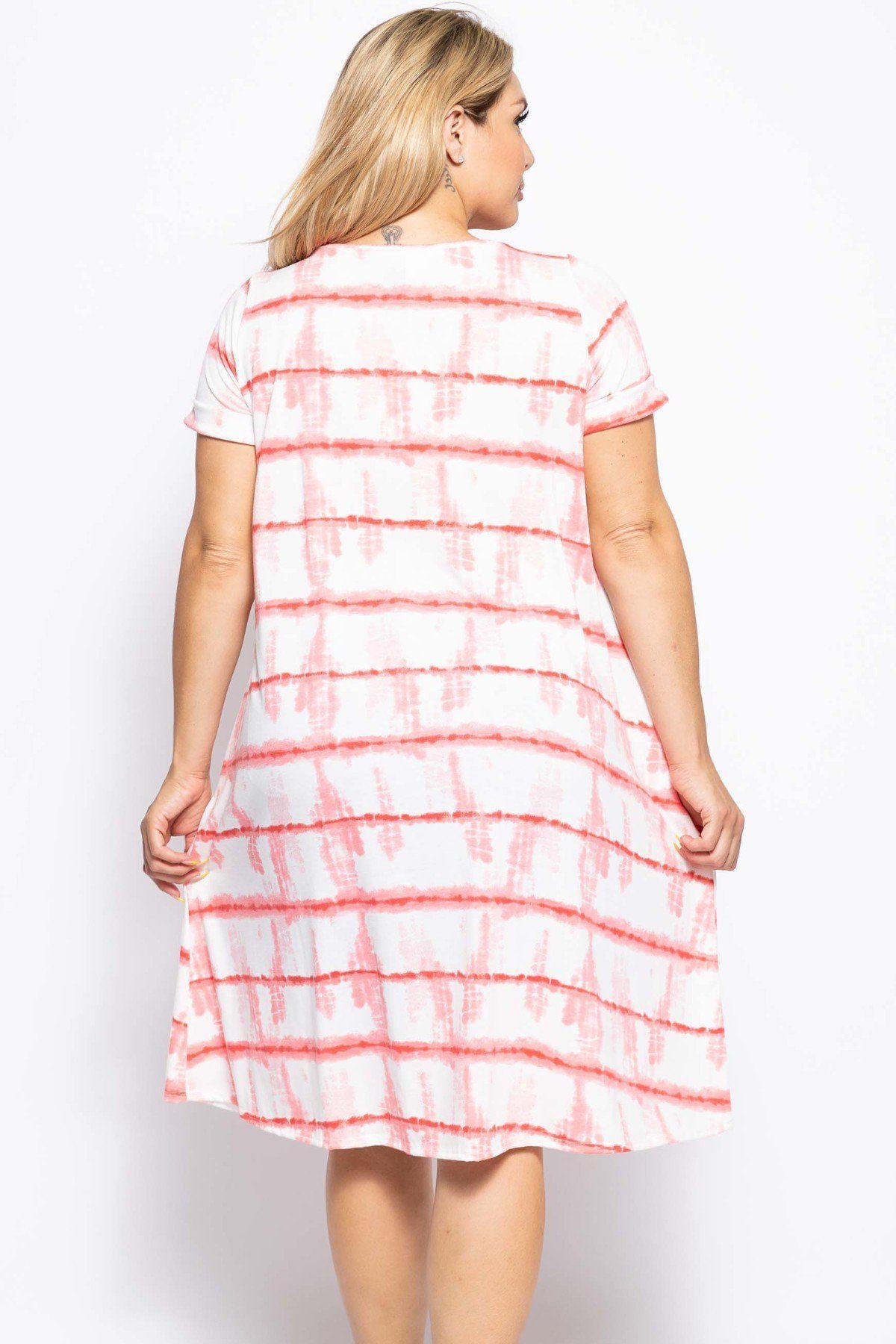 Printed A-line Dress With Crew Neckline
