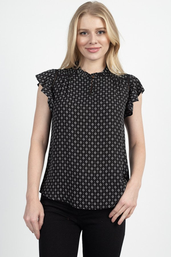 Geo Print Front Key Hole Top
