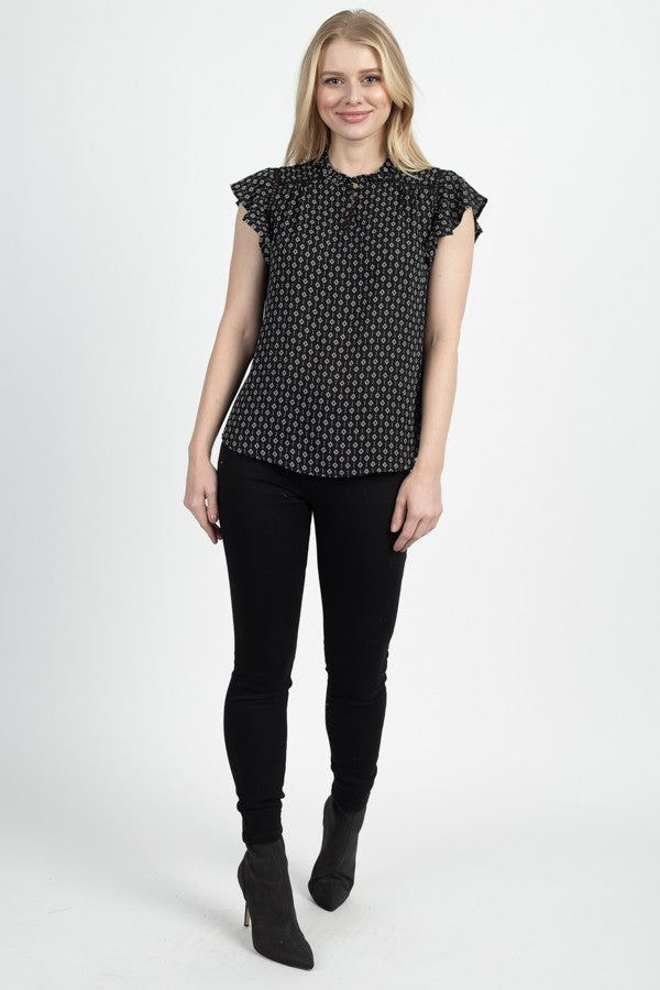 Geo Print Front Key Hole Top