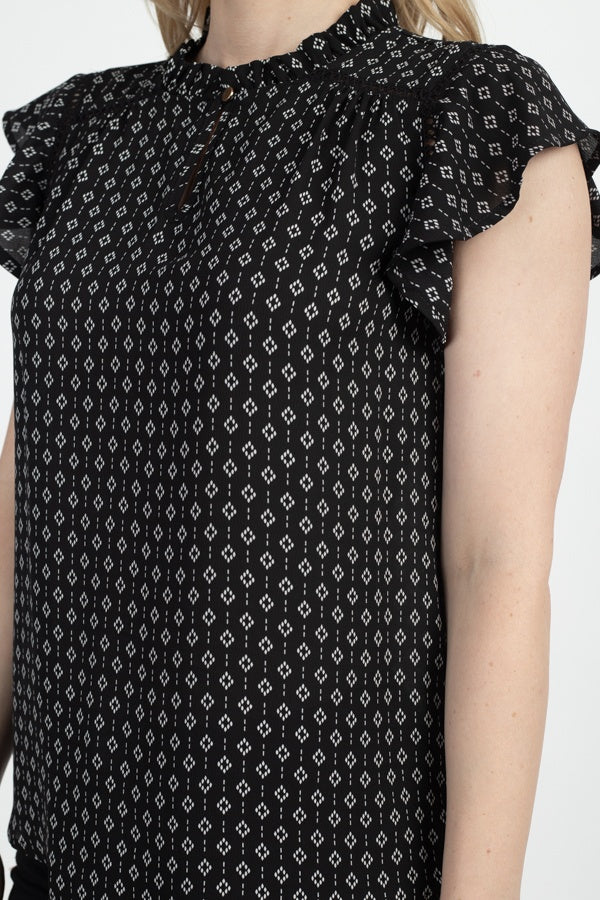 Geo Print Front Key Hole Top