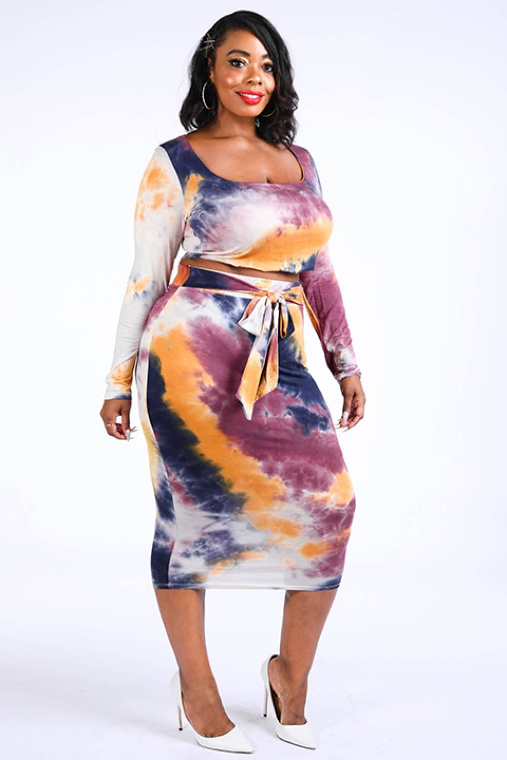 Tie Dye Top & Midi Skirt Set