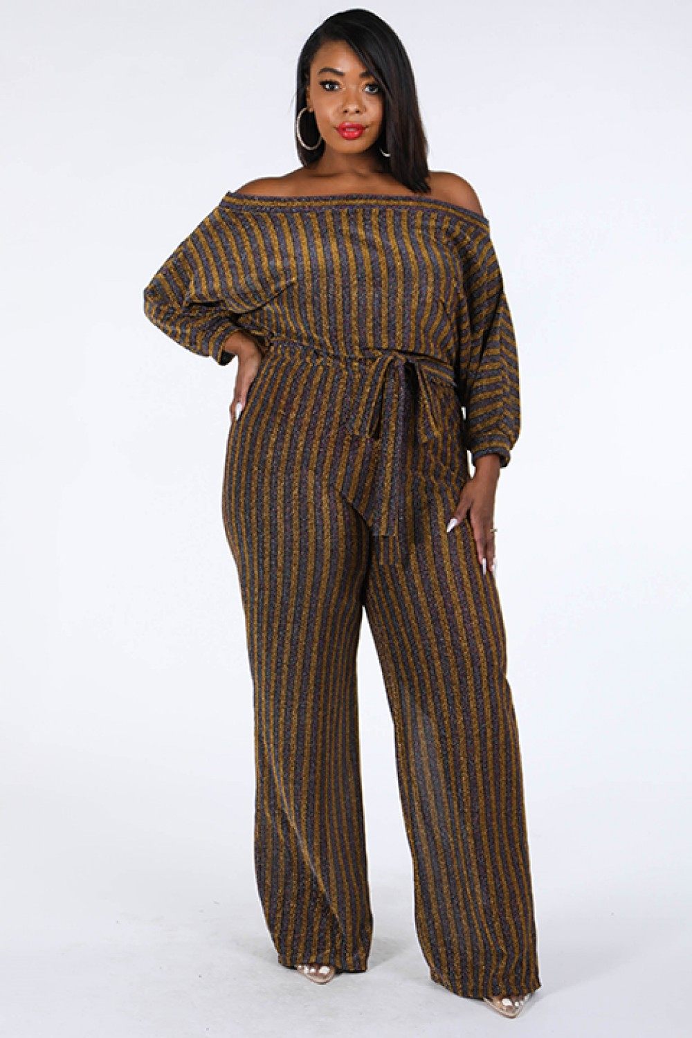 Metallic Stripe Jumpsuit