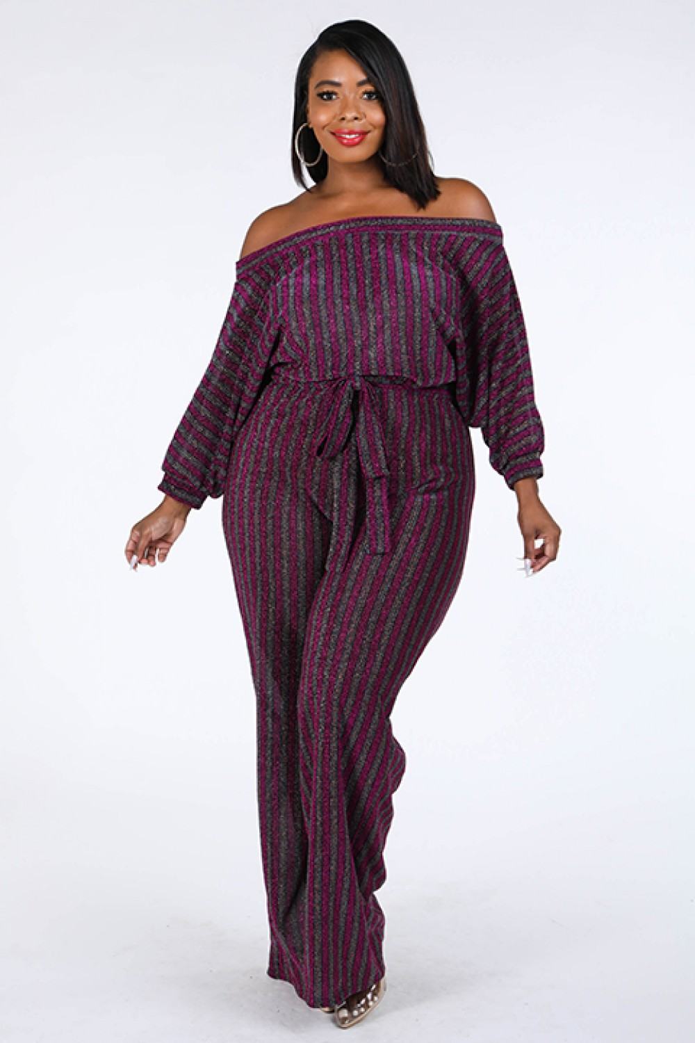 Metallic Stripe Jumpsuit