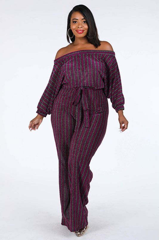 Metallic Stripe Jumpsuit