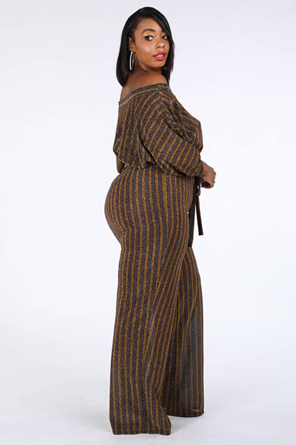 Metallic Stripe Jumpsuit