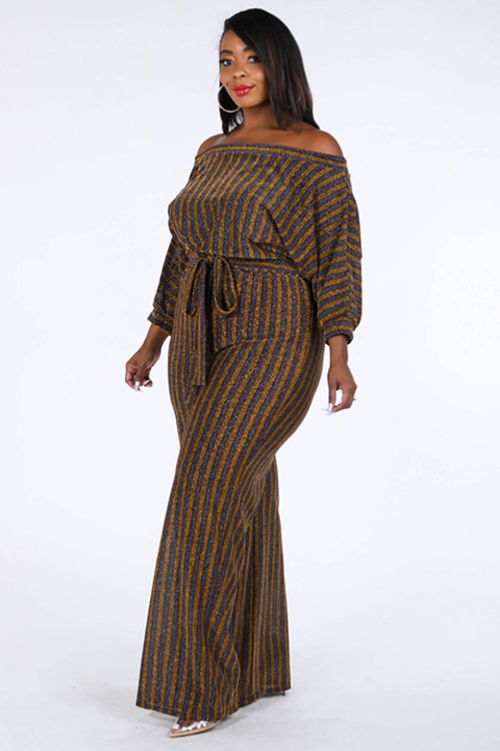 Metallic Stripe Jumpsuit