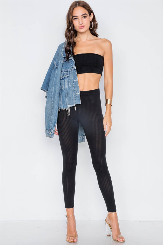 Ribbed Crop Tube Top & Ankle Legging Set