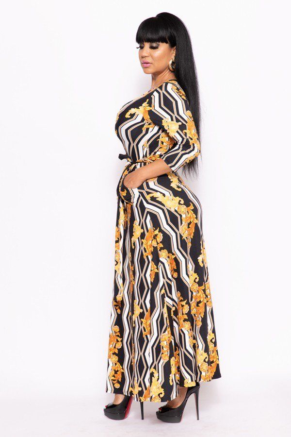 Elegant Maxi Dress With A Waist Tie