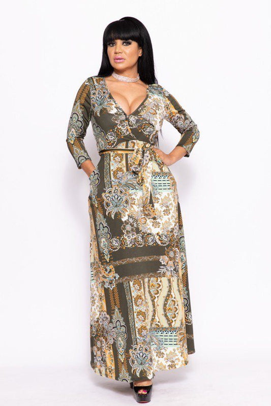 Elegant Maxi Dress With A Waist Tie