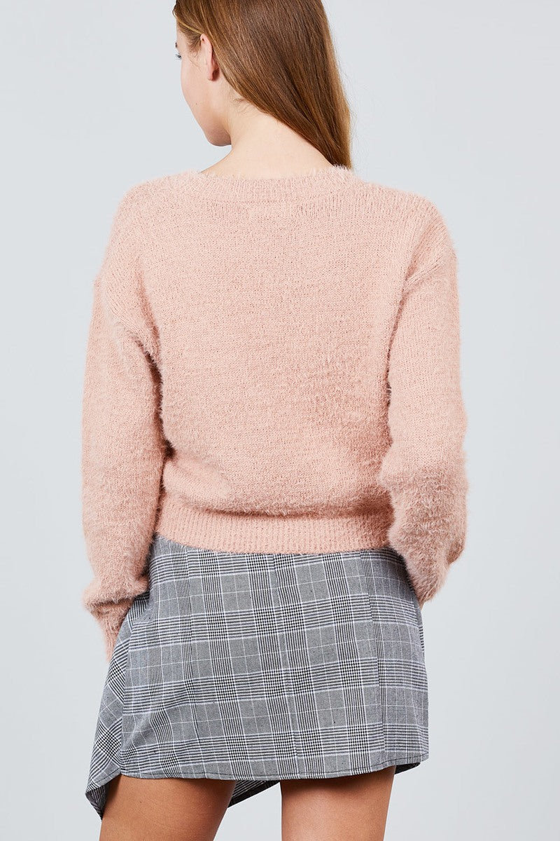 Long Sleeve Round Neck Crop Sweater