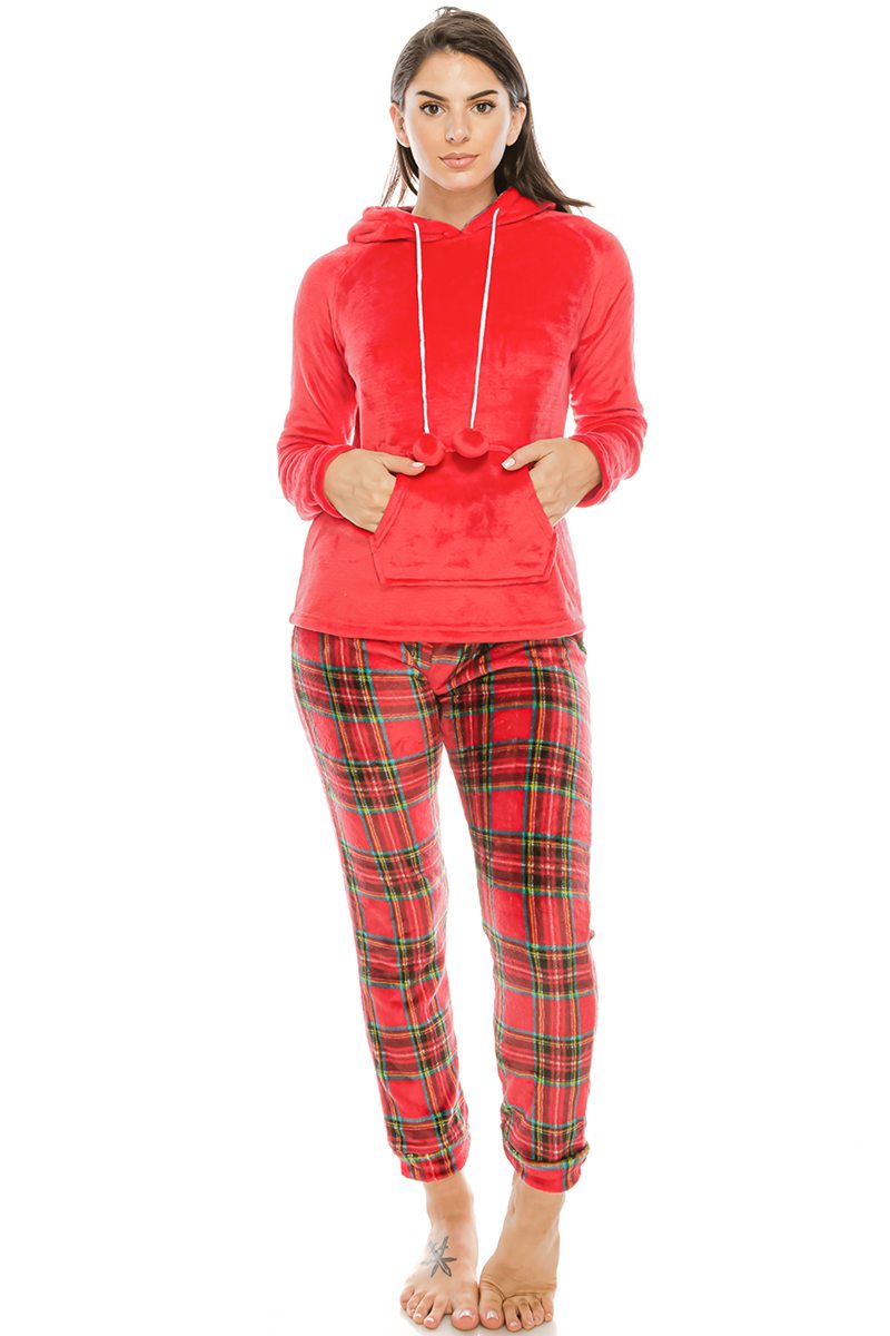 2pc Flannel Pj Set W/ Hoodie