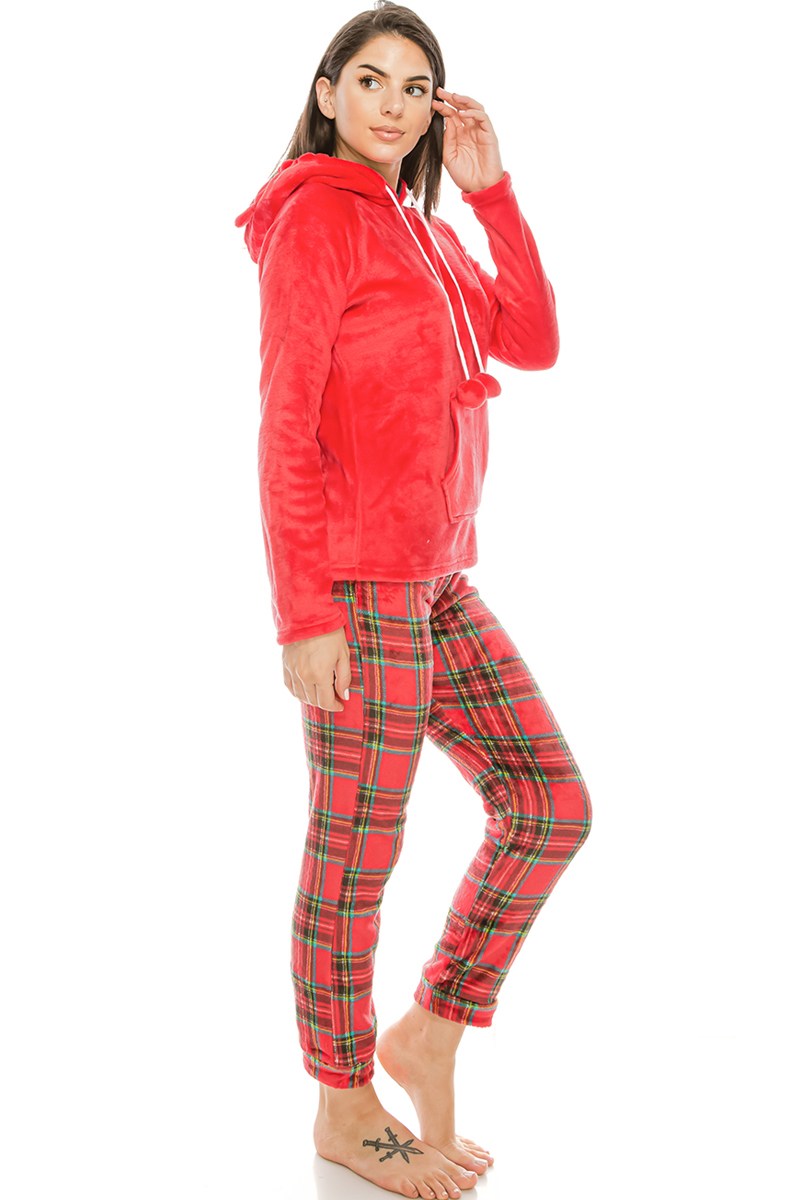 2pc Flannel Pj Set W/ Hoodie