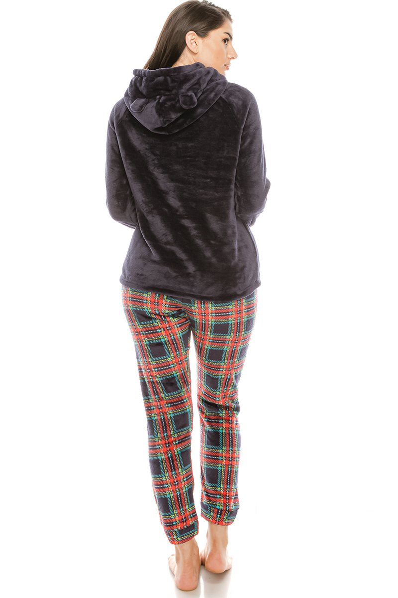 2pc Flannel Pj Set W/ Hoodie