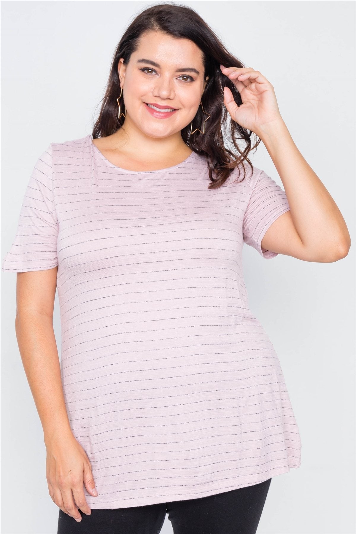 Plus Size Cut Out Back Bow Short Sleeve Top