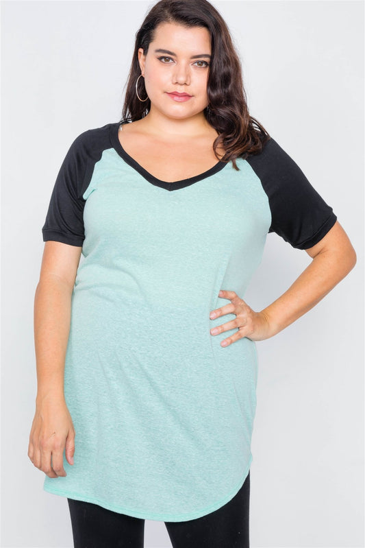 Plus Size Washed Round Hem Shirt Dress