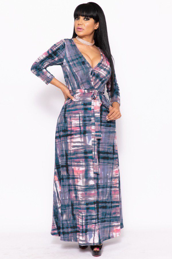Multi Color, V-neck Maxi Dress
