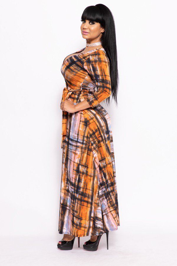 Multi Color, V-neck Maxi Dress
