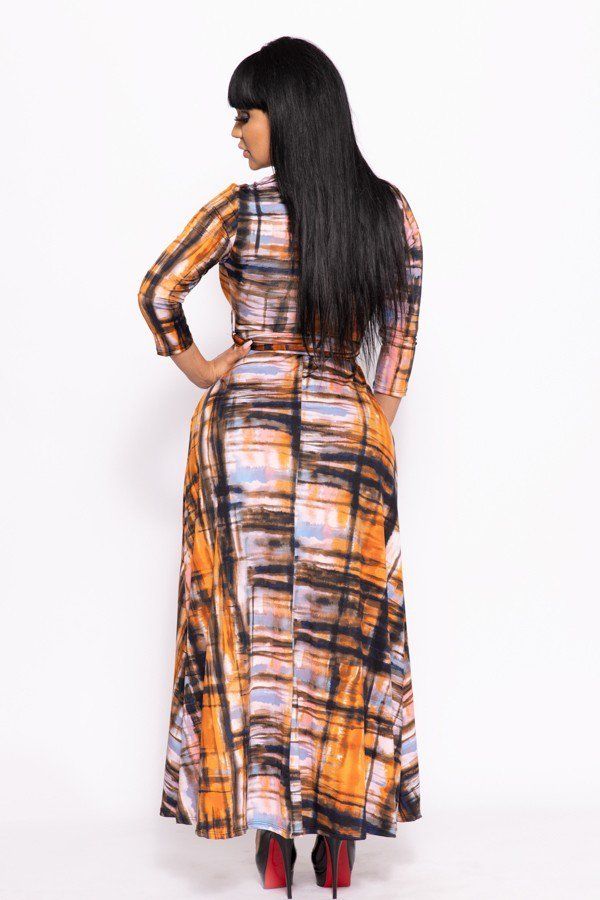 Multi Color, V-neck Maxi Dress