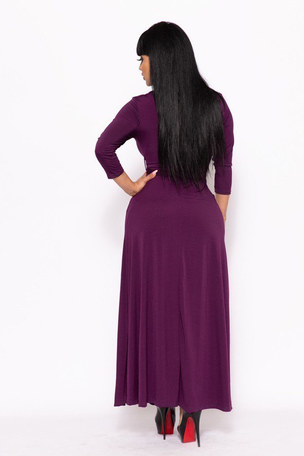 Solid, V-neck Maxi Dress