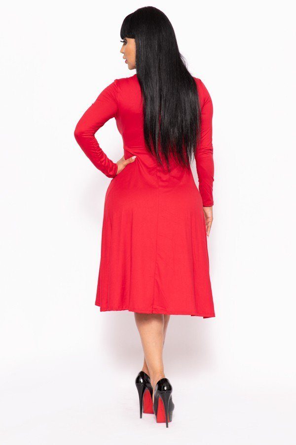 Solid Midi , A-line Dress