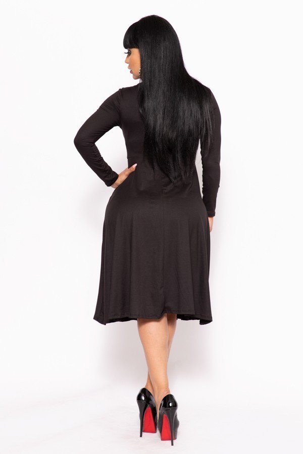 Solid Midi , A-line Dress