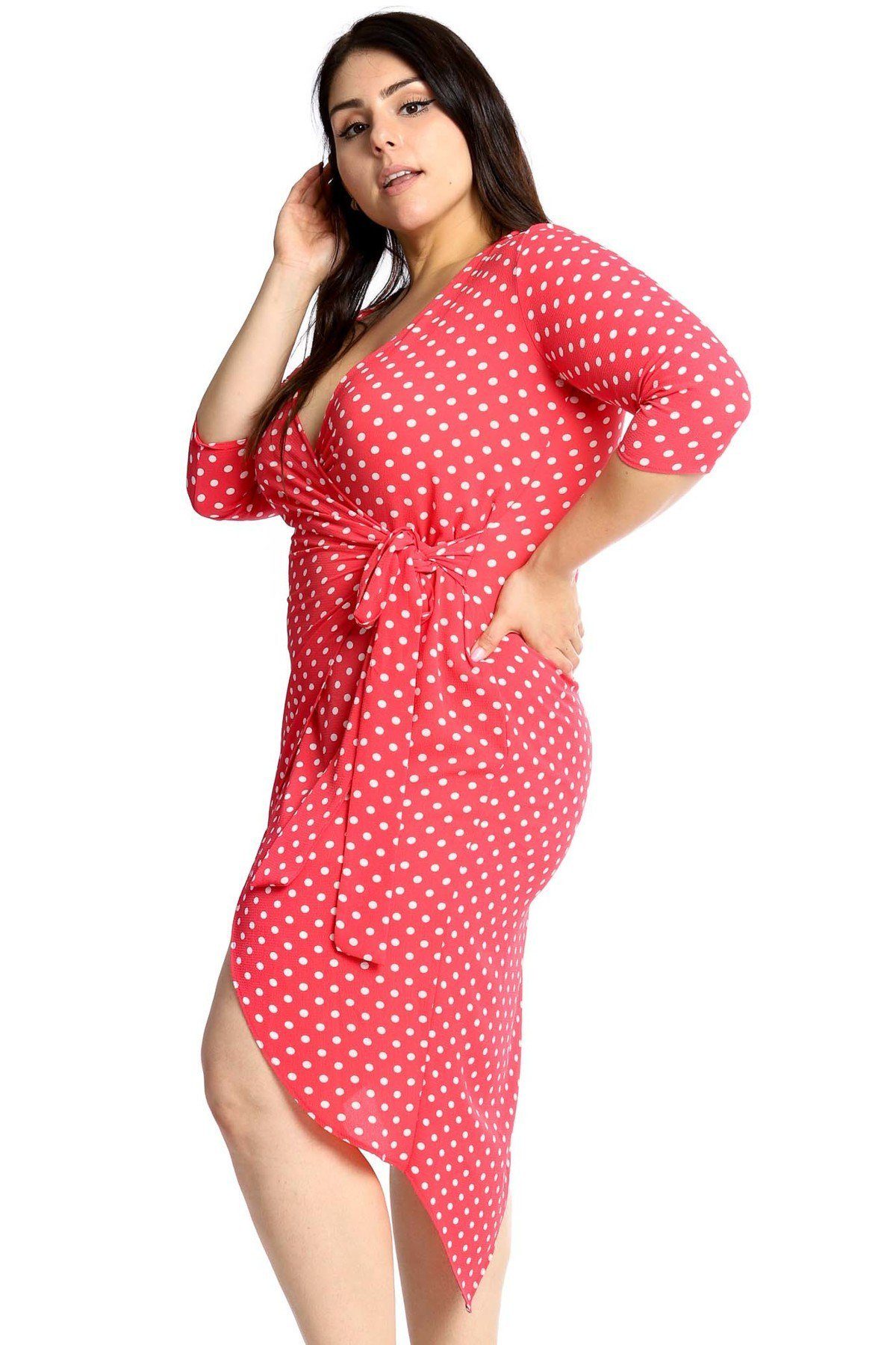 Polka Dots Chiffon Wrap Dress