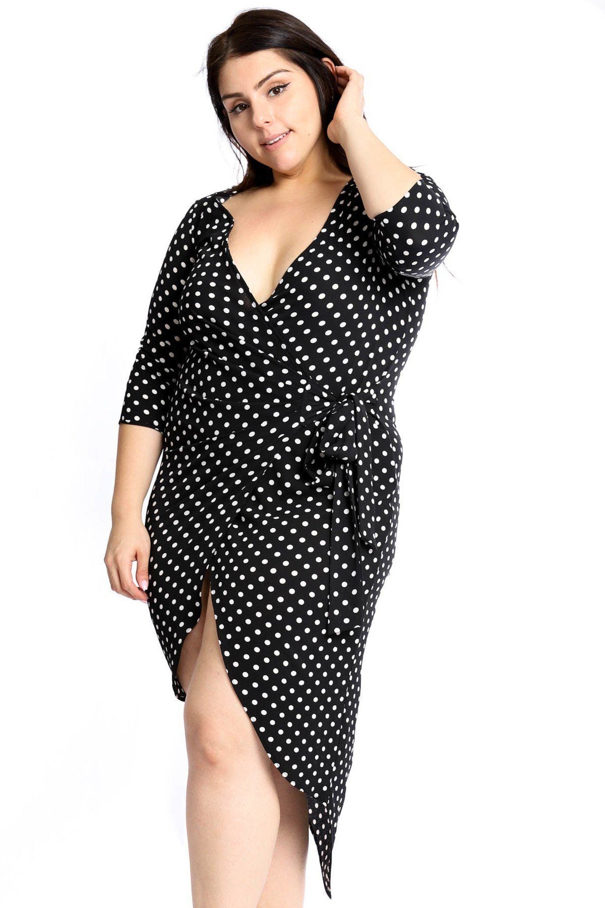 Polka Dots Chiffon Wrap Dress