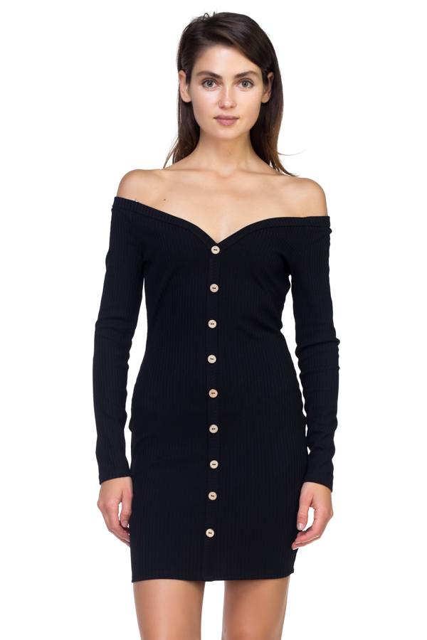 Off Shoulder Ribbed Dress