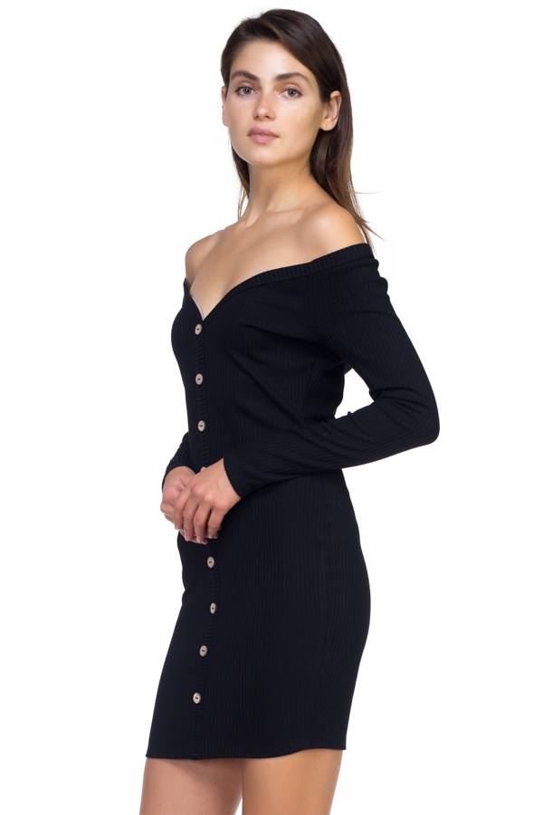 Off Shoulder Ribbed Dress