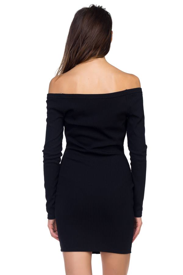 Off Shoulder Ribbed Dress