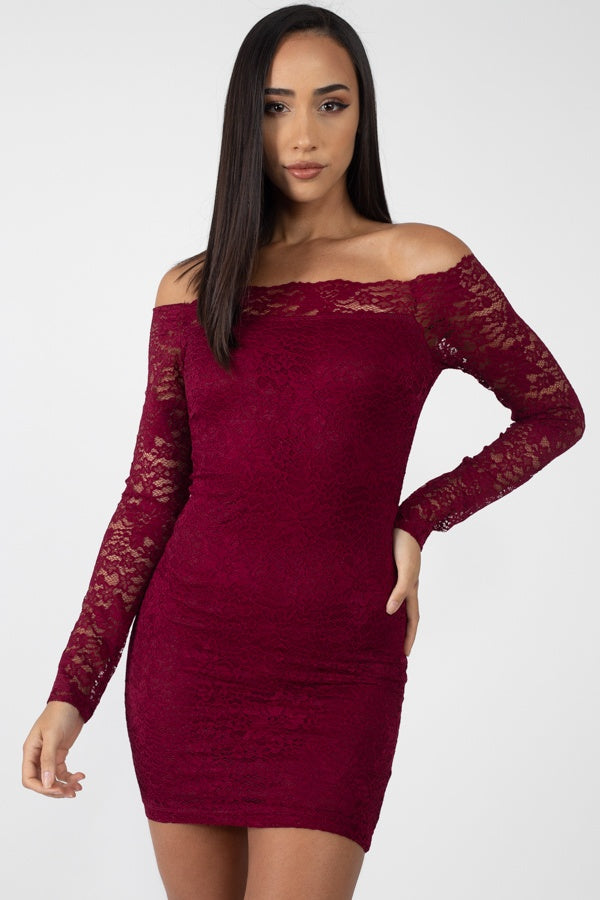 Floral Lace Off Shoulder Dress