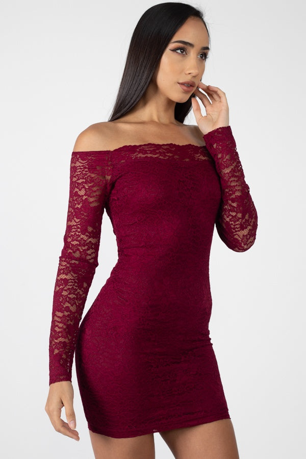 Floral Lace Off Shoulder Dress