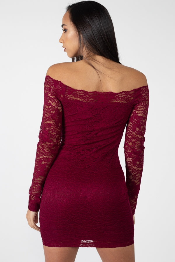 Floral Lace Off Shoulder Dress