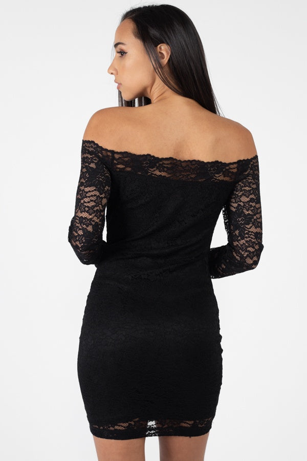 Floral Lace Off Shoulder Dress