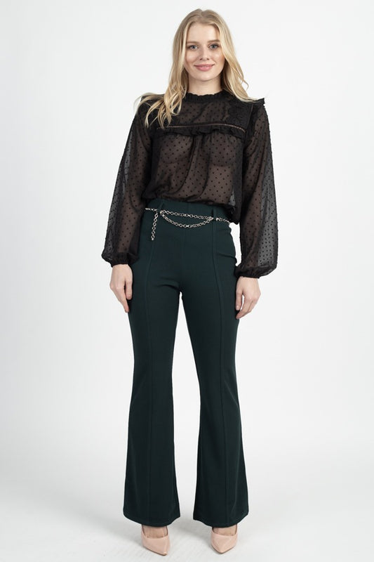 Sheer Swiss Dot Ruffle Top