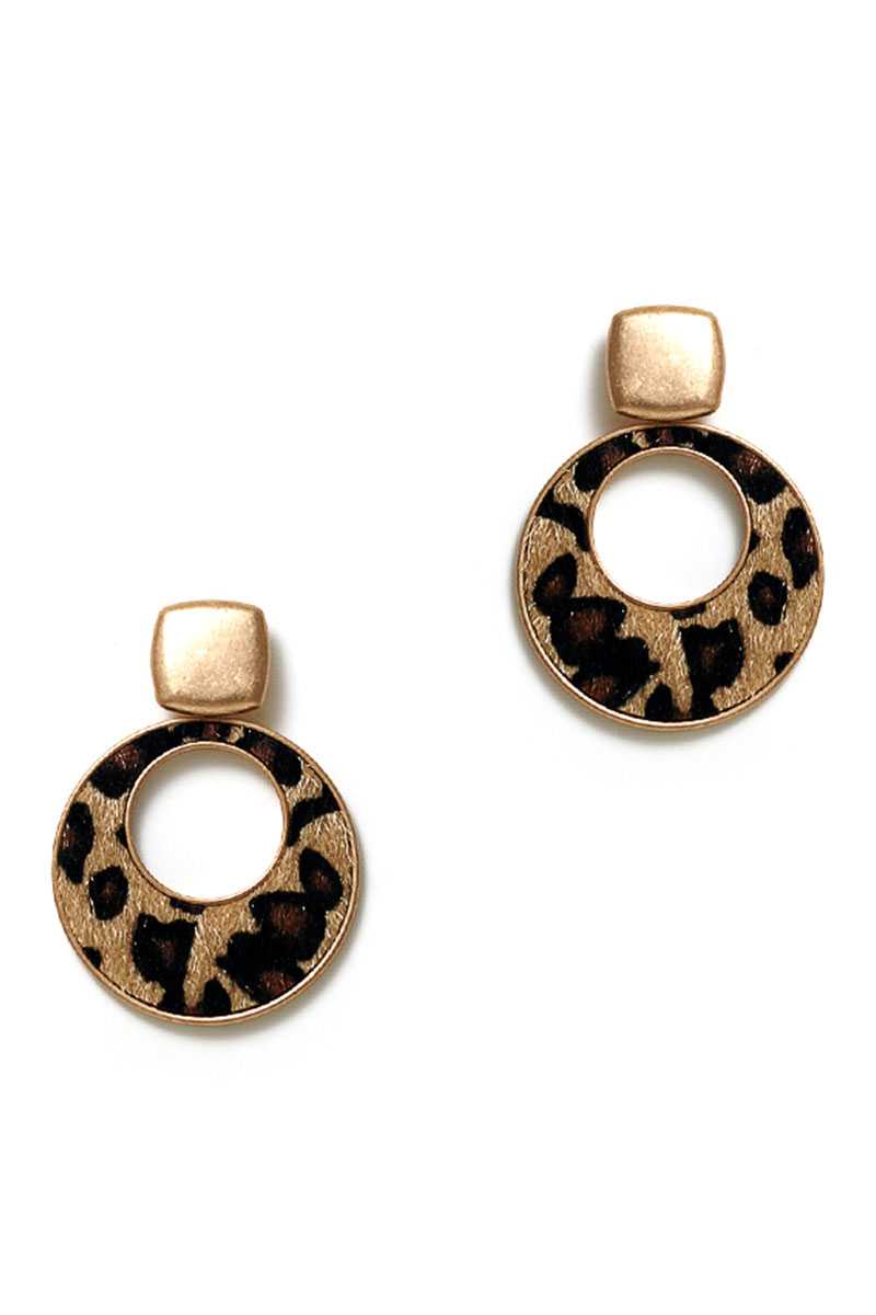 Cute Chic Leopard Fur Circle Drop Earring