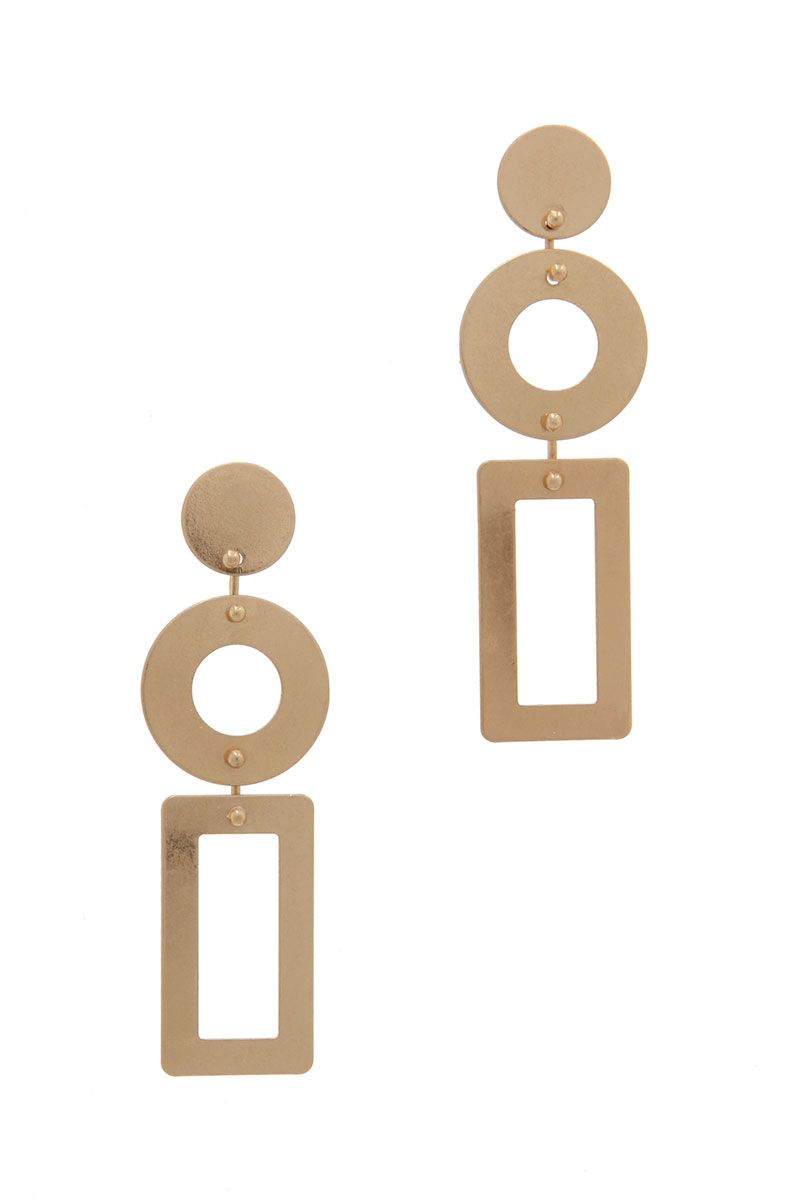Cut Out Rectangular Shape Post Drop Earring